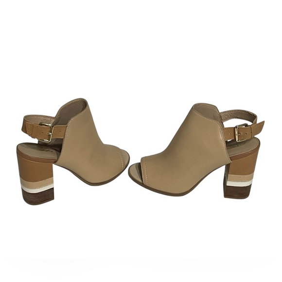 ALDO boho Juliusa Leather Peep Toe‎ Color Block Heel - Picture 3 of 9